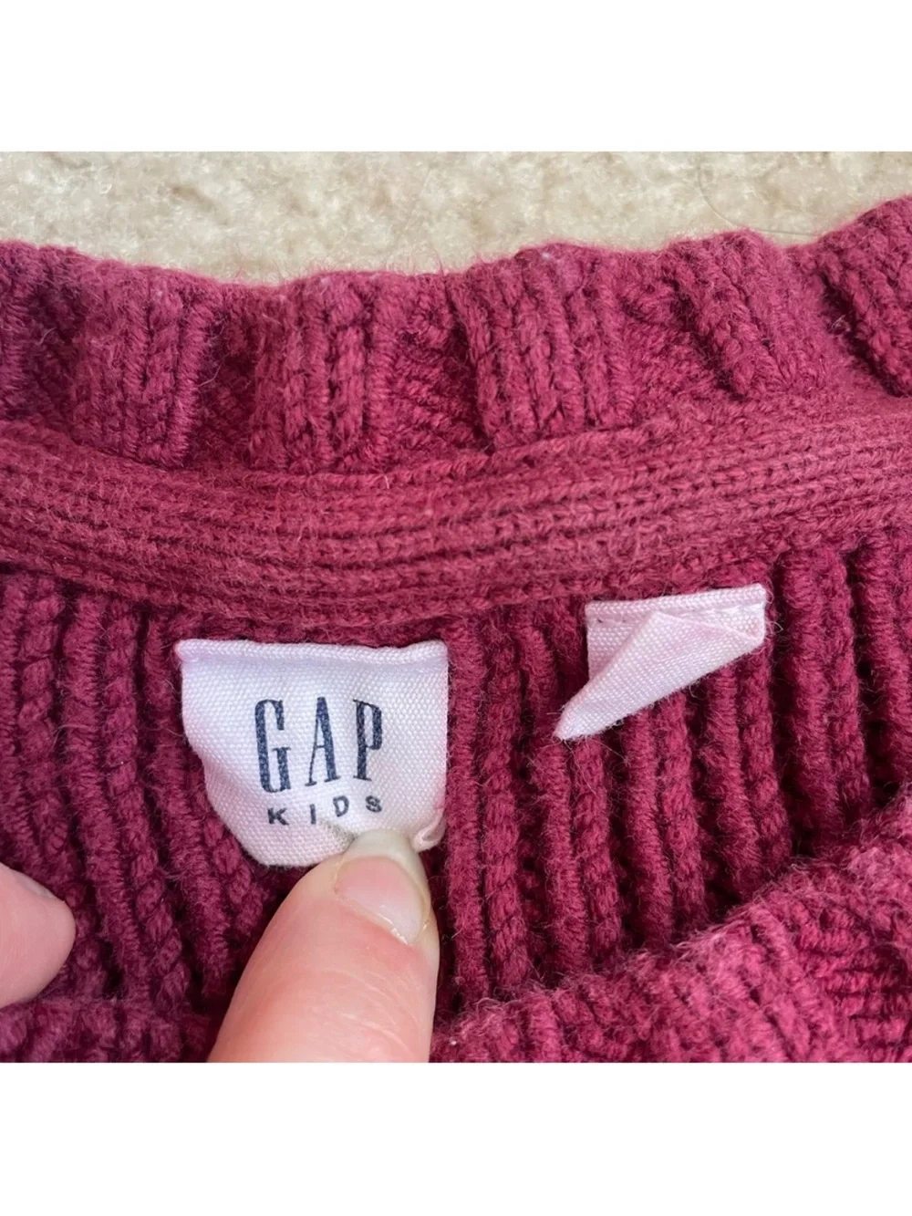 Gap Kids Burgundy Crewneck Sweater with detail
